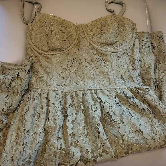 Abercrombie & Fitch Dresses & Skirts - Abercrombie & Fitch Olive Green Lace Dress with Boustierre style top XS